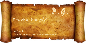 Mravko Gergő névjegykártya